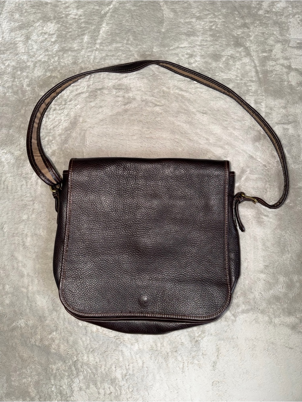 Vintage Aston Leather Brown Pebbled Leather Crossbody Messenger Bag